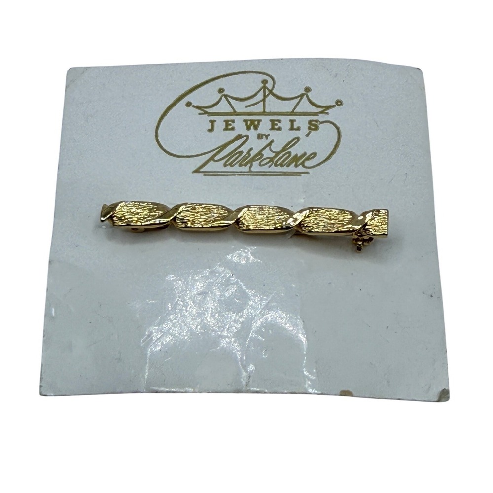 Jewels by Park Lane Gold Tone Textured Bar Brooch Vintage Minimalist Pin